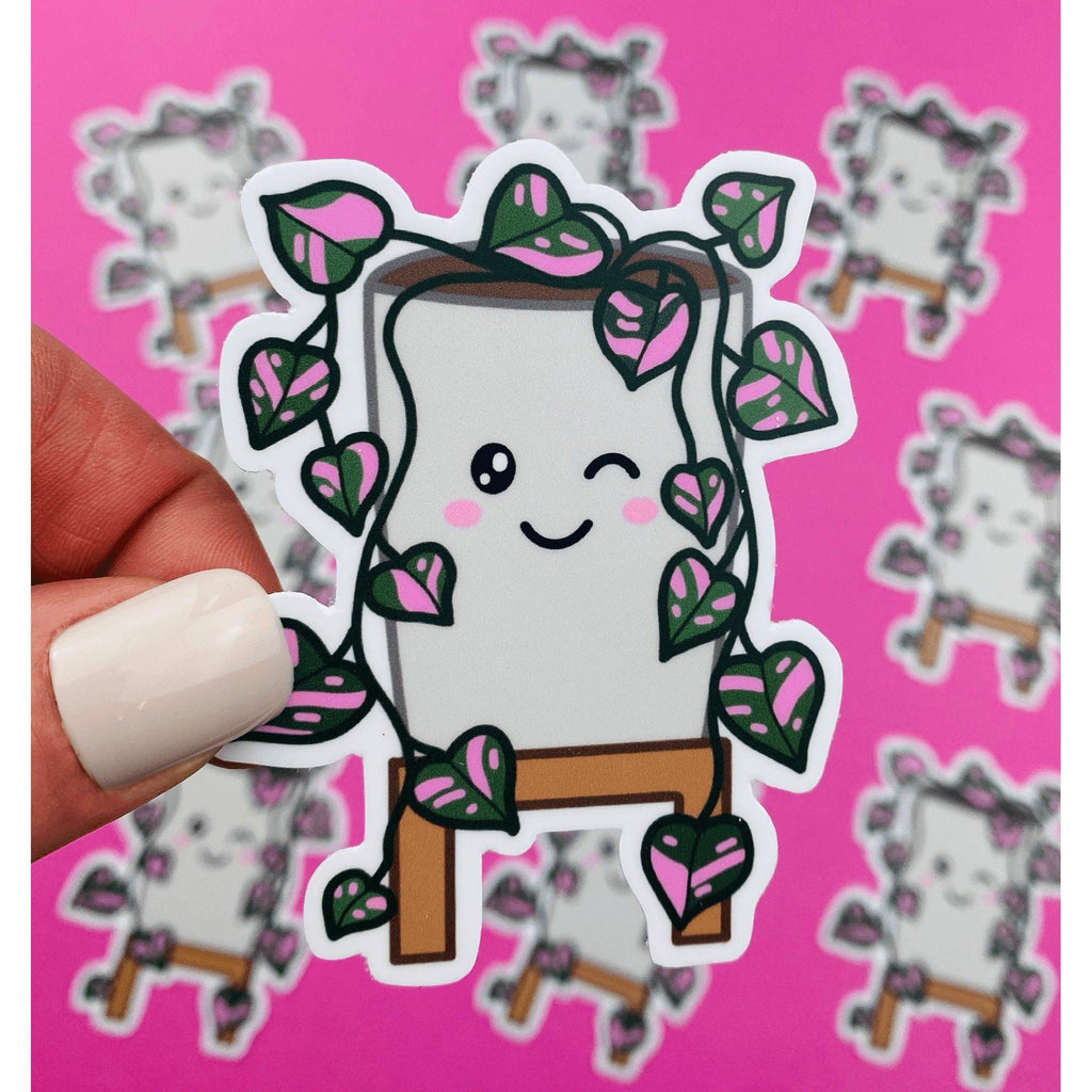 Pink Princess Philodendron Sticker, Sweetheart Plant Sticker, Heart Leaf Philodendron Sticker Kawaii Rare, view 2