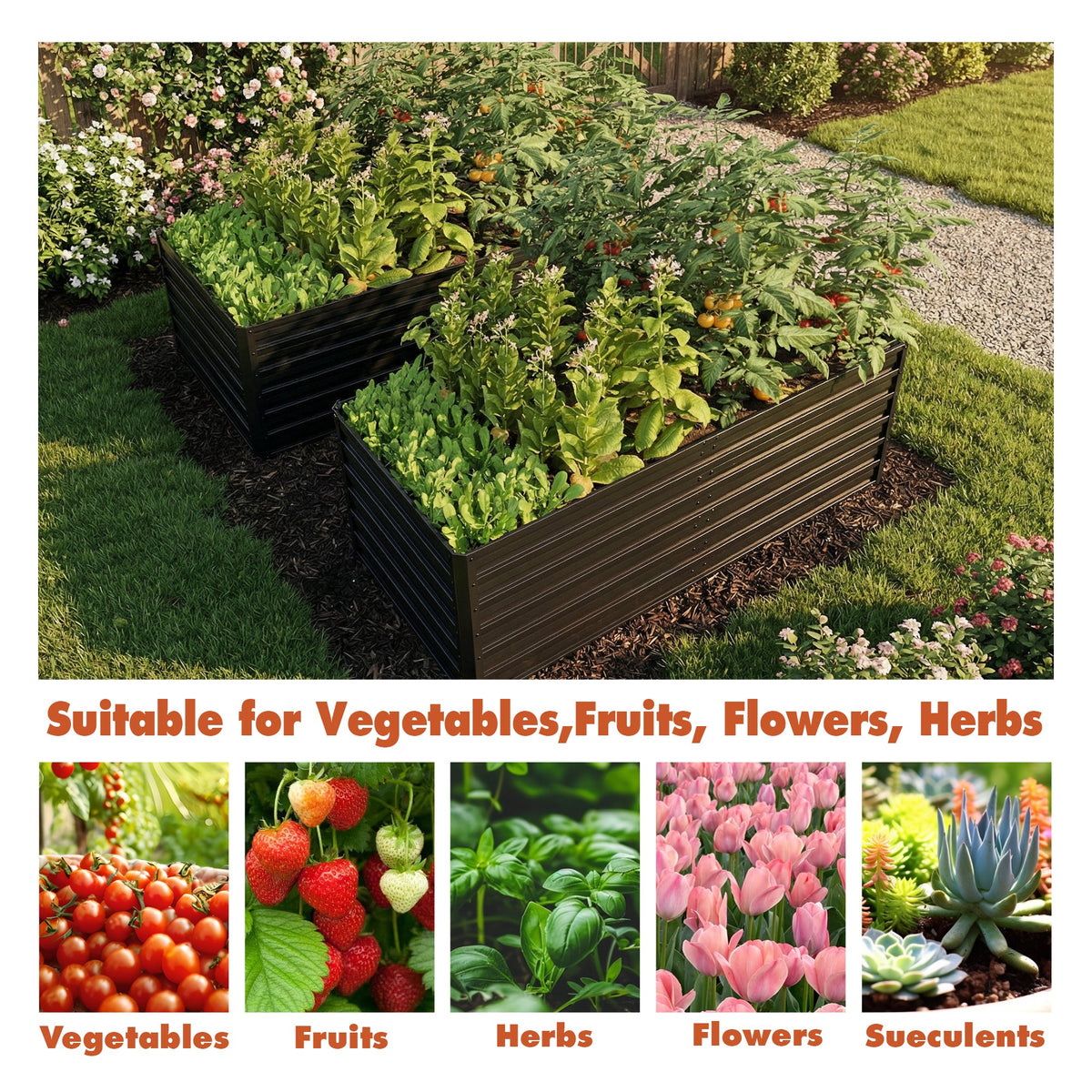 2-Pack 6x3x2 FT Galvanized Metal Raised Garden Beds, view 7