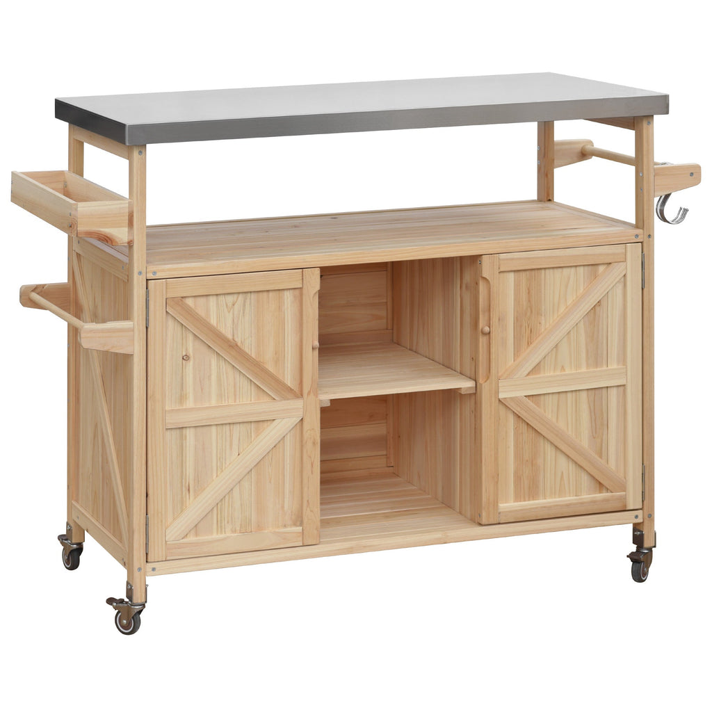 K&K Outdoor Kitchen Island – Natural Fir with Stainless Steel Top, view 12