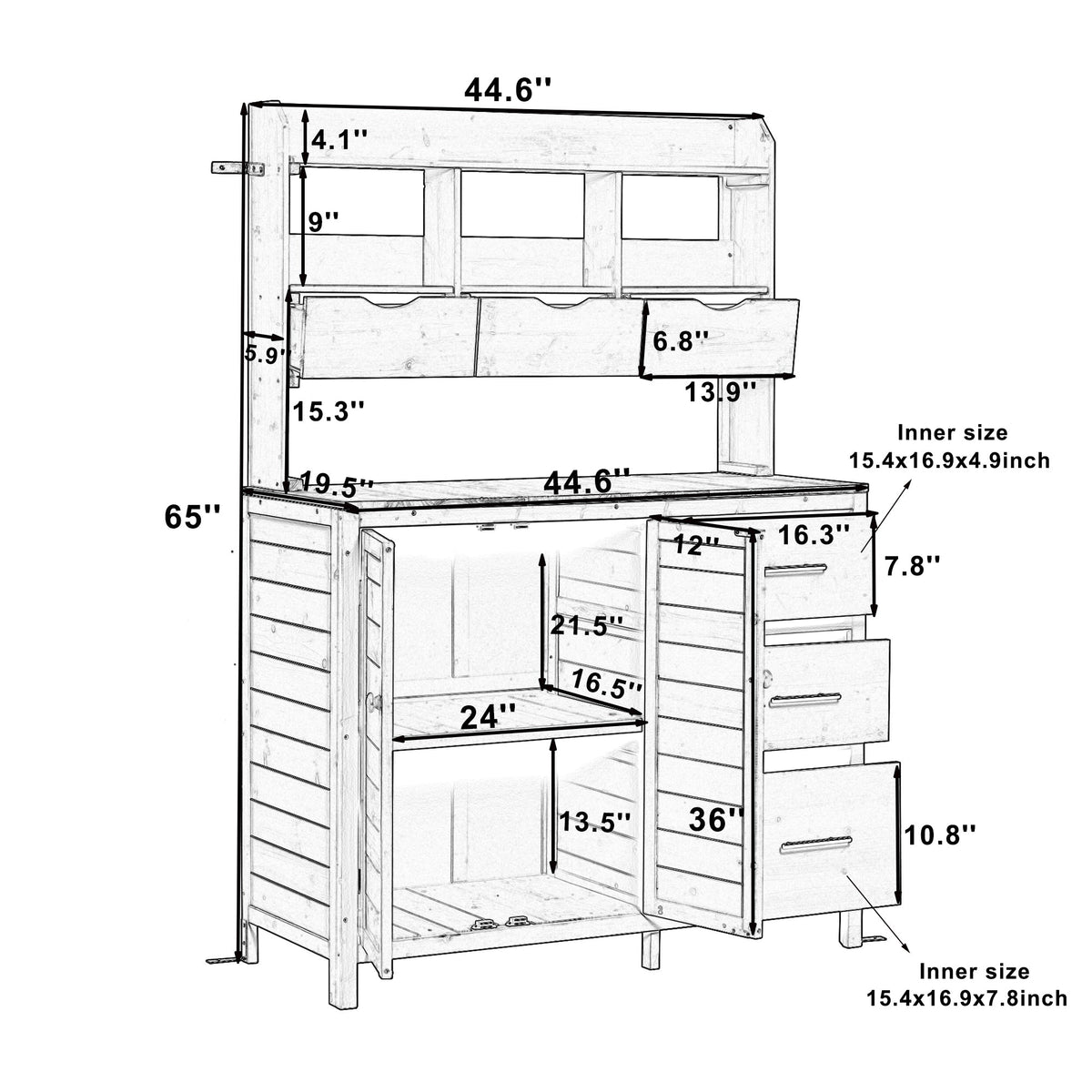 TOPMAX Farmhouse Patio Potting Bench with Storage and Workstation, view 9