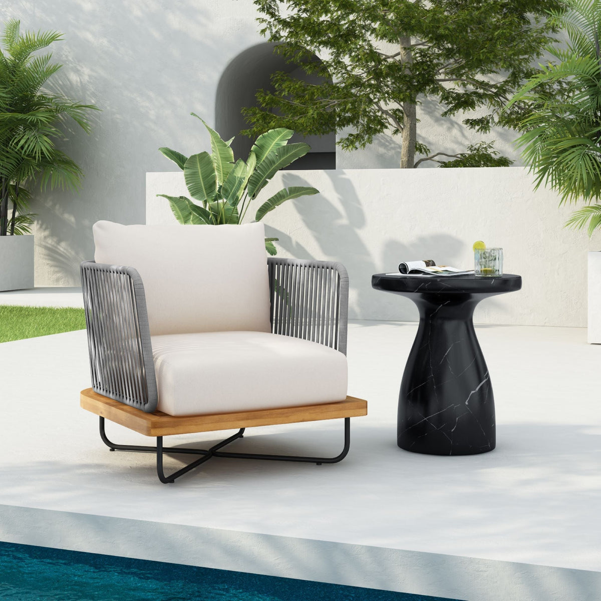 Lucca Outdoor Acacia Wood Chair, view 14