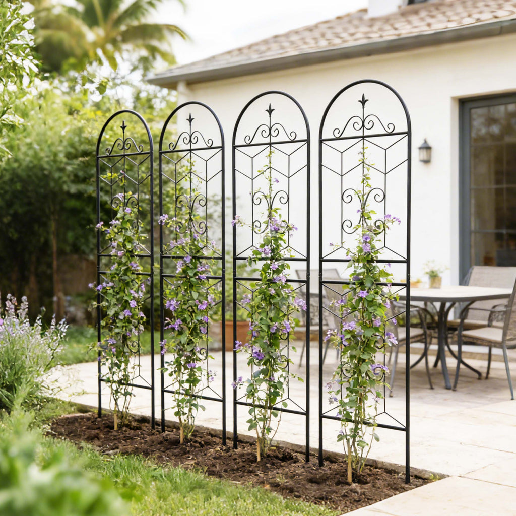 4 Pack Elegant Black Iron Garden Trellis, view 7