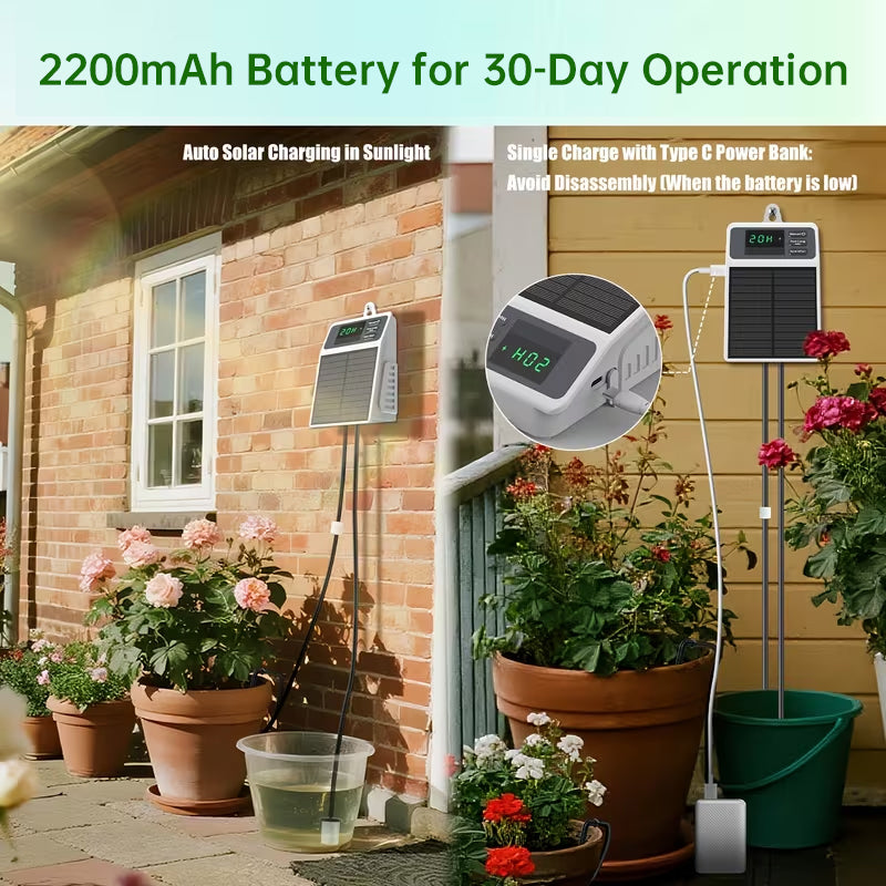 Solar Drip Irrigation System - Auto Watering Timer for Hanging Plants, Balcony & Greenhouse Use, view 2