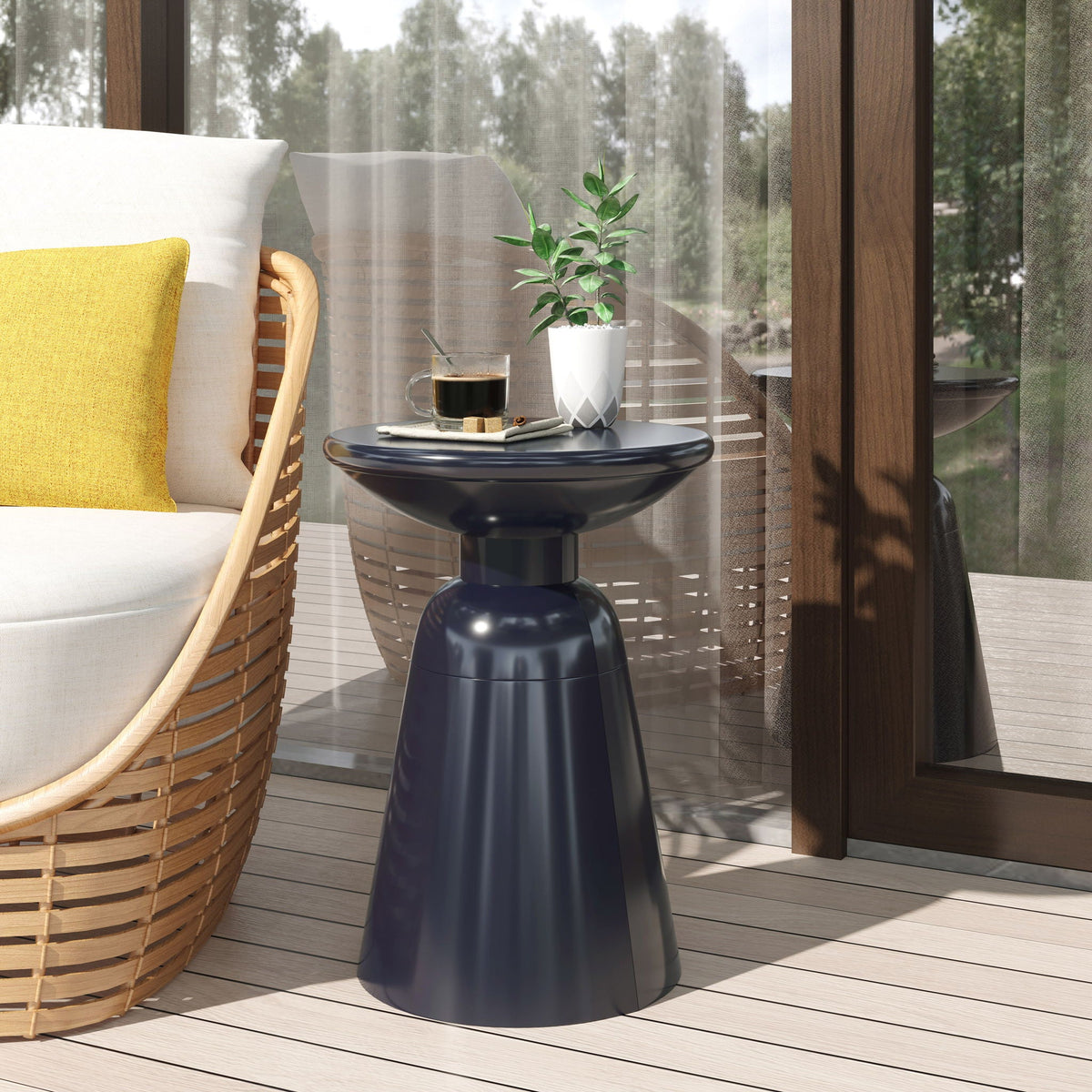 Outdoor Modern Metal End Large Table