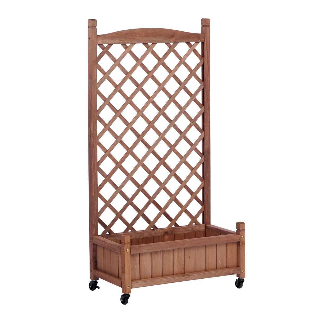 Raised Garden Bed With Trellis 2 Pack, Outdoor Planter Box & Plant Stand With Climbing Racks - Brown, view 14
