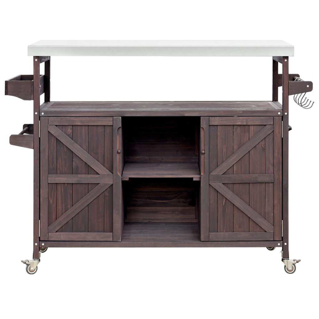 K&K Rolling Bar Cart & Storage Cabinet – FSC-Certified Fir Wood, view 13