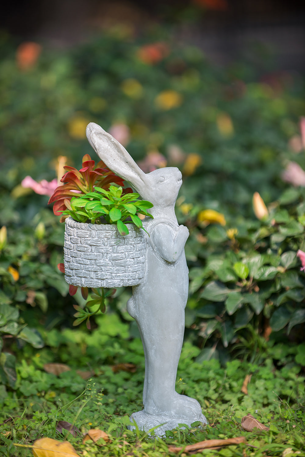 8.5x5.5x19.5" Tall Cement Rabbit Planter, view 2