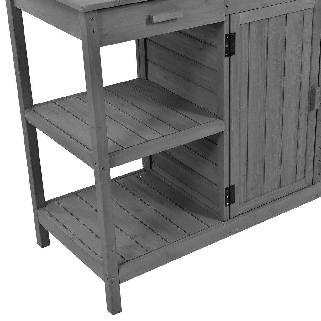 Topmax 66'' Large Outdoor Farmhouse Wooden Potting Bench Table, view 13