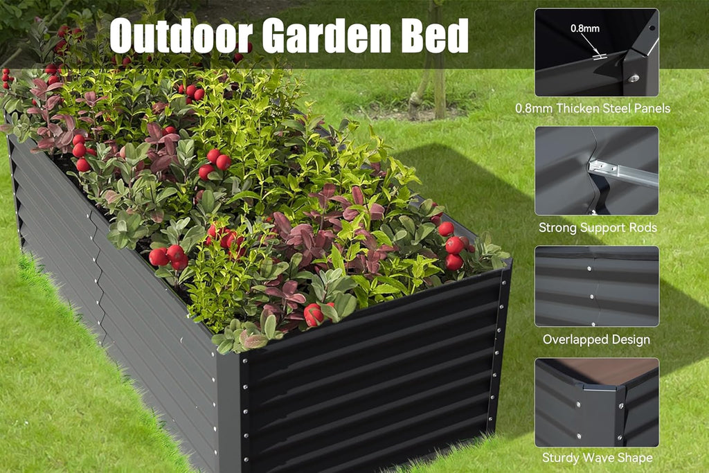 8×4×1.5 ft Galvanized Raised Garden Bed, view 8