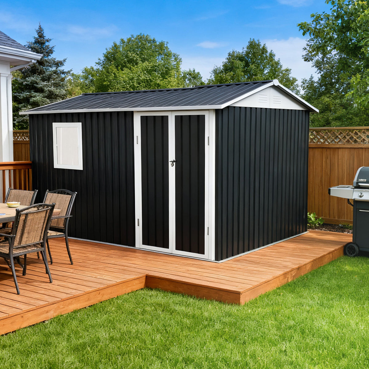 9 x 6 FT Metal Garden Shed for Patio and Backyard Storage, view 3
