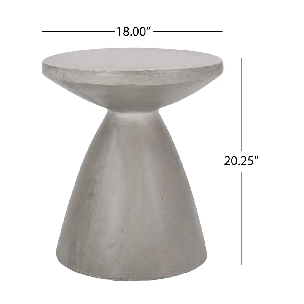 Travertine-Finish Concrete Side Table – Gray or Beige, view 8