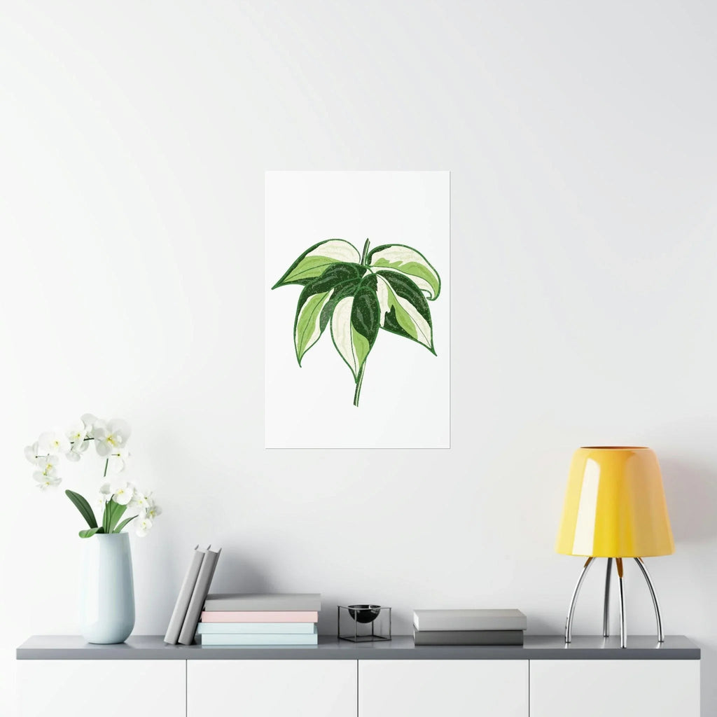 Philodendron Cream Splash Botanical Print – Unframed Wall Art