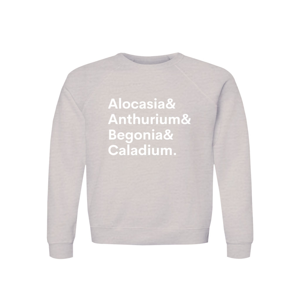 Alocasia, Anthurium, Begonia & Caladium Plant Lover Sweatshirt – Organic Cotton Raglan