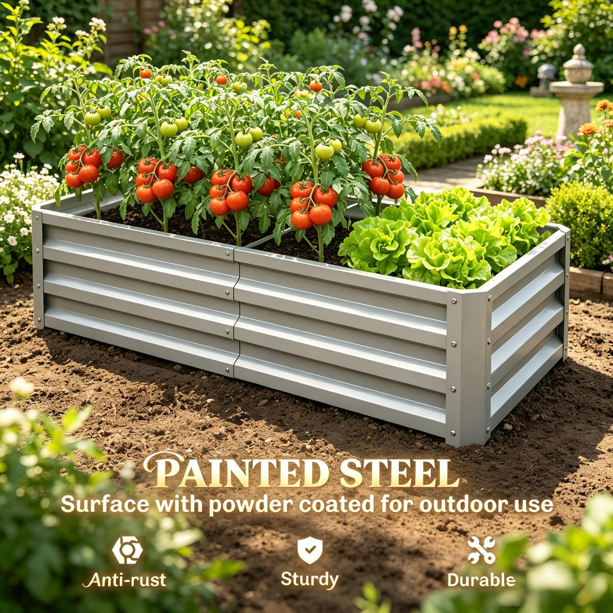 Galvanized Raised Garden Bed, 4' x 2' x 1', view 5