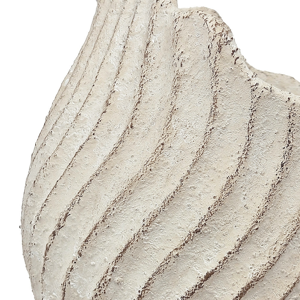 11.5x7x7' Sand and Cement Nautilus Shell Planter with Textured Beige Finish, view 8
