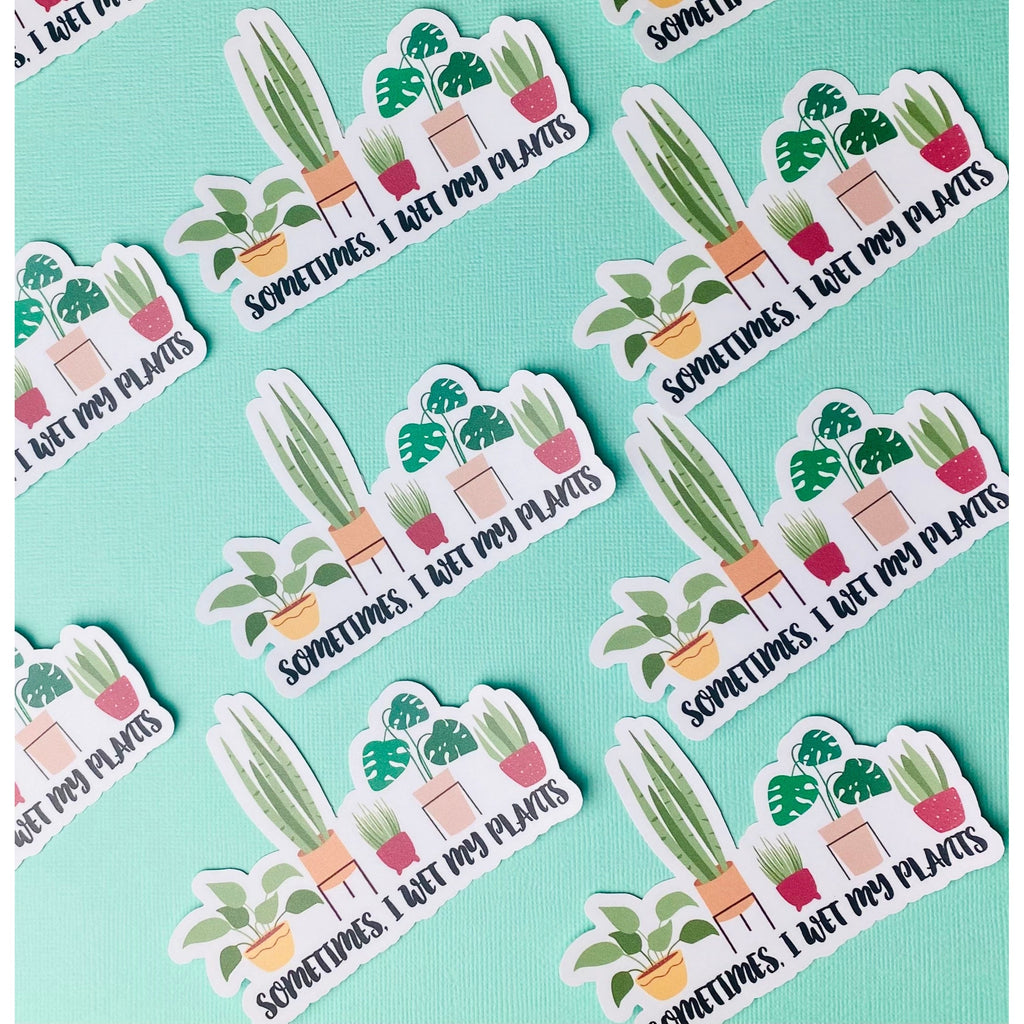 Wet My Plants Sticker, Funny Sticker for plant lovers, plant mom, houseplants, plant decals, view 3