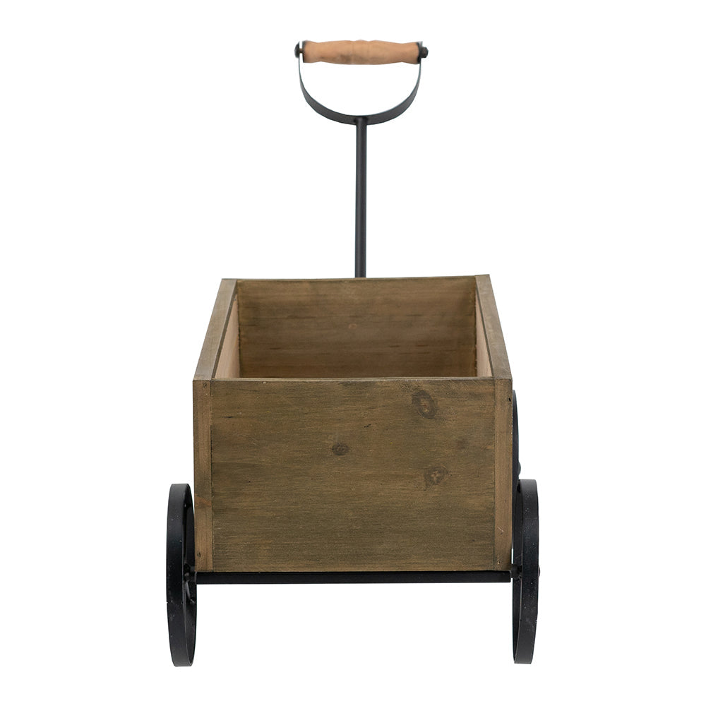 16.5x9.5x8" Rustic Wooden Wagon Planter with Flower Market Sign, view 4