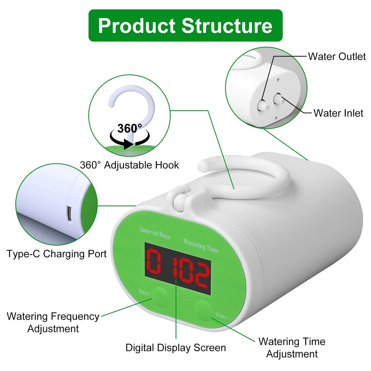 Automatic Watering System Kit With Timer Pump Device For 12Plants Rechargeable Battery Programmable Plant, view 6