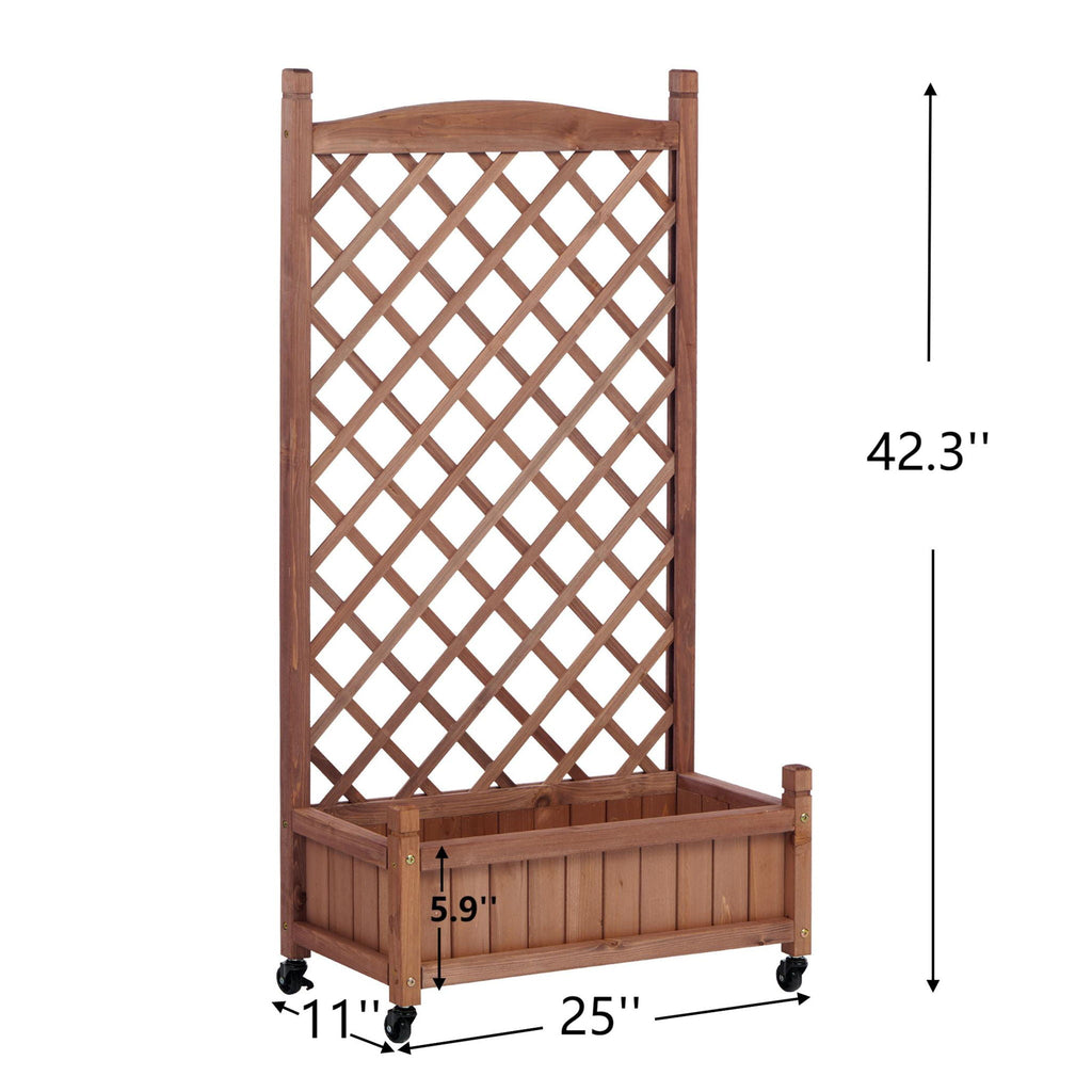 Raised Garden Bed With Trellis 2 Pack, Outdoor Planter Box & Plant Stand With Climbing Racks - Brown, view 15
