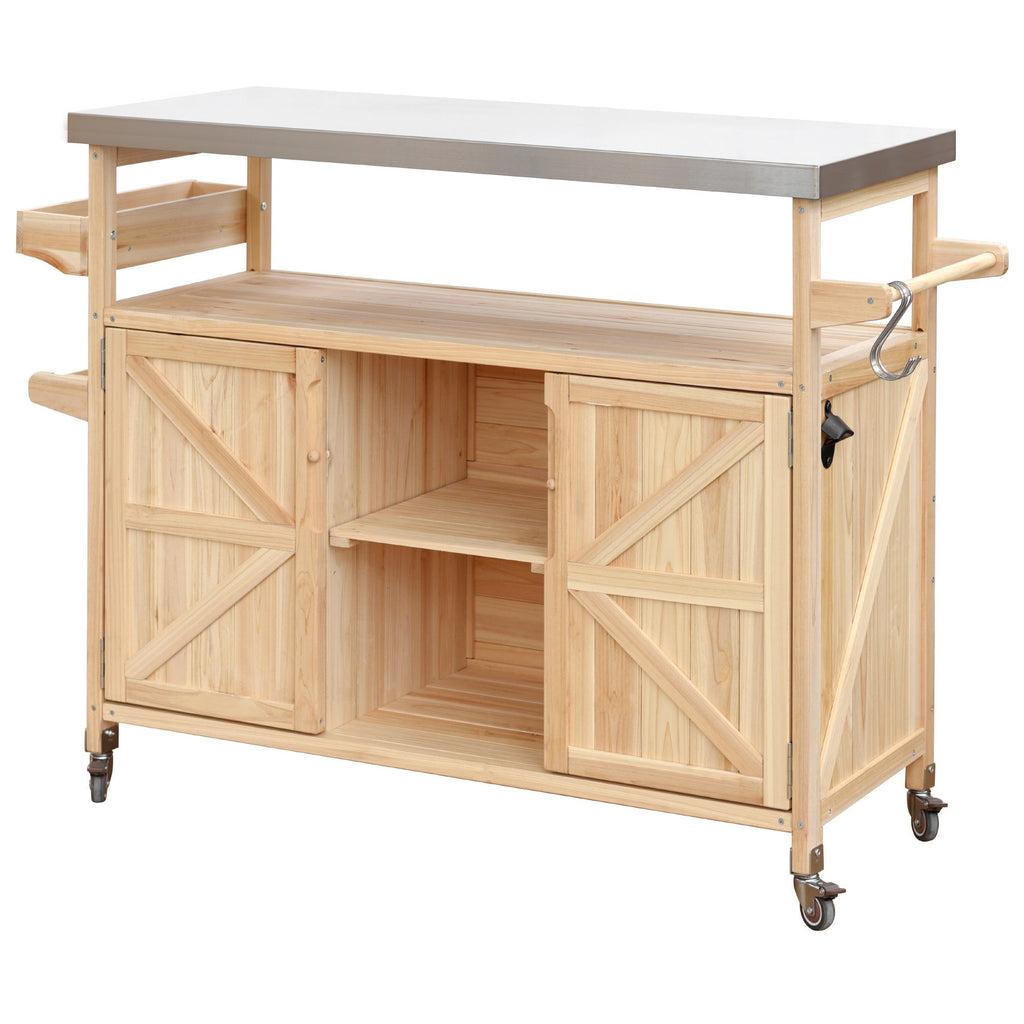 K&K Outdoor Kitchen Island – Natural Fir with Stainless Steel Top, view 14