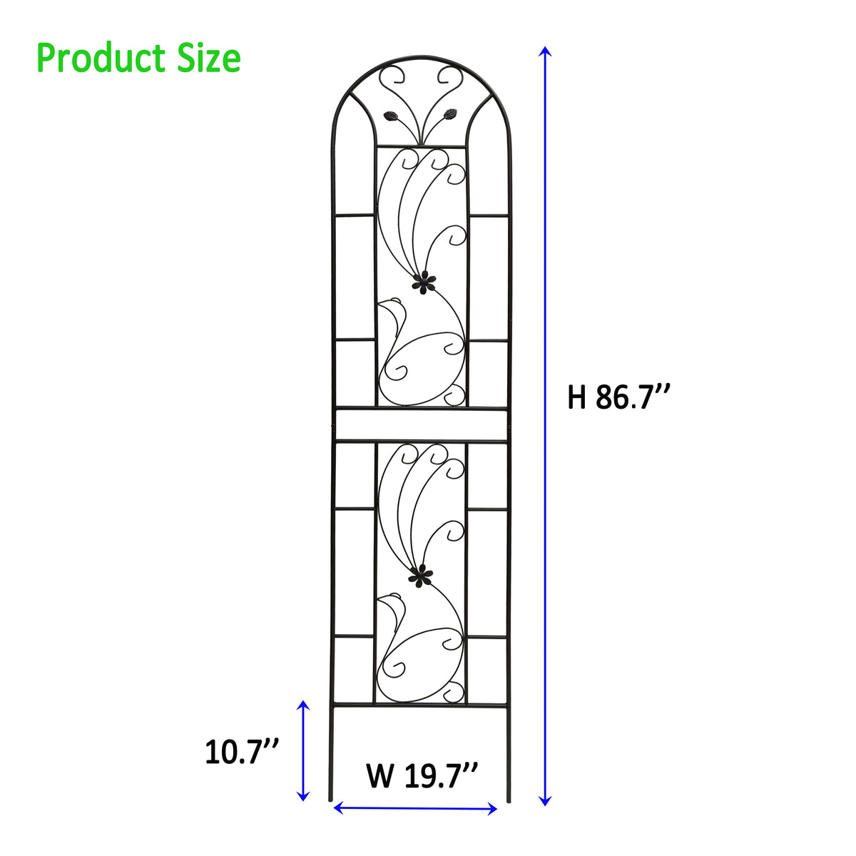 2 Pack Peacock Metal Garden Trellis, view 10