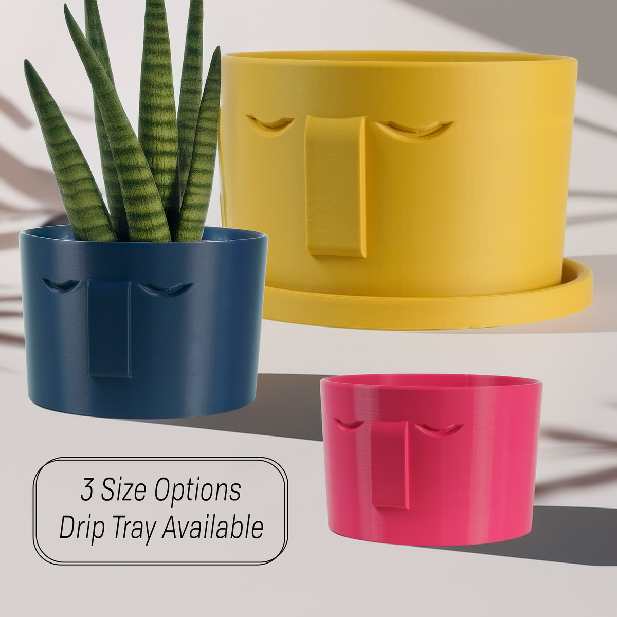 Minimal Face Planter, Small Medium Large, With Drip Tray and Great Drainage, view 2