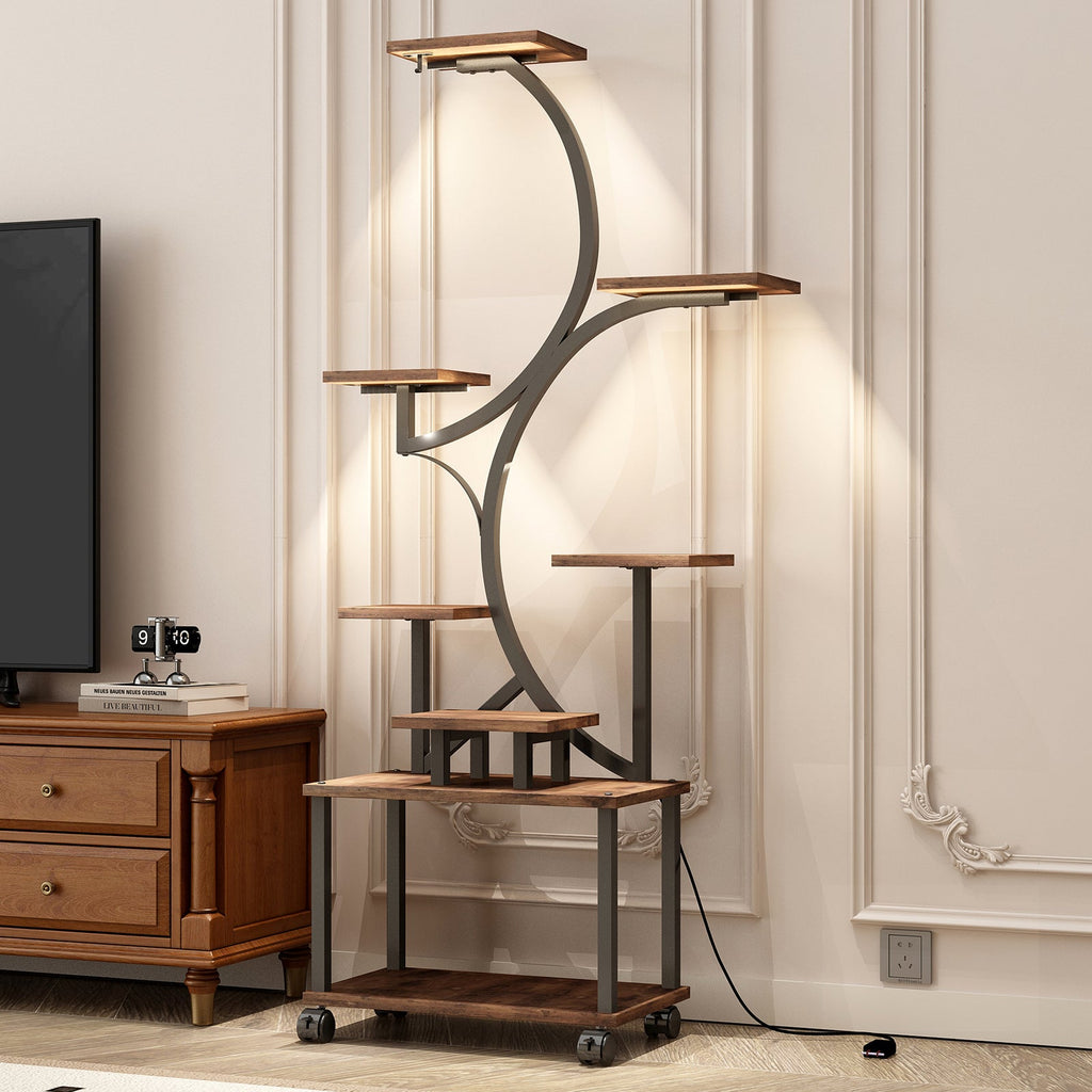 62" S-shaped plant stand with grow lights, view 9