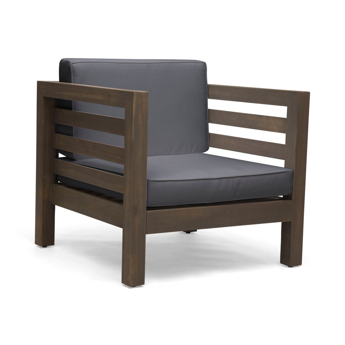 Outdoor Acacia Wood Patio Chair With Fabric Cushion, view 4