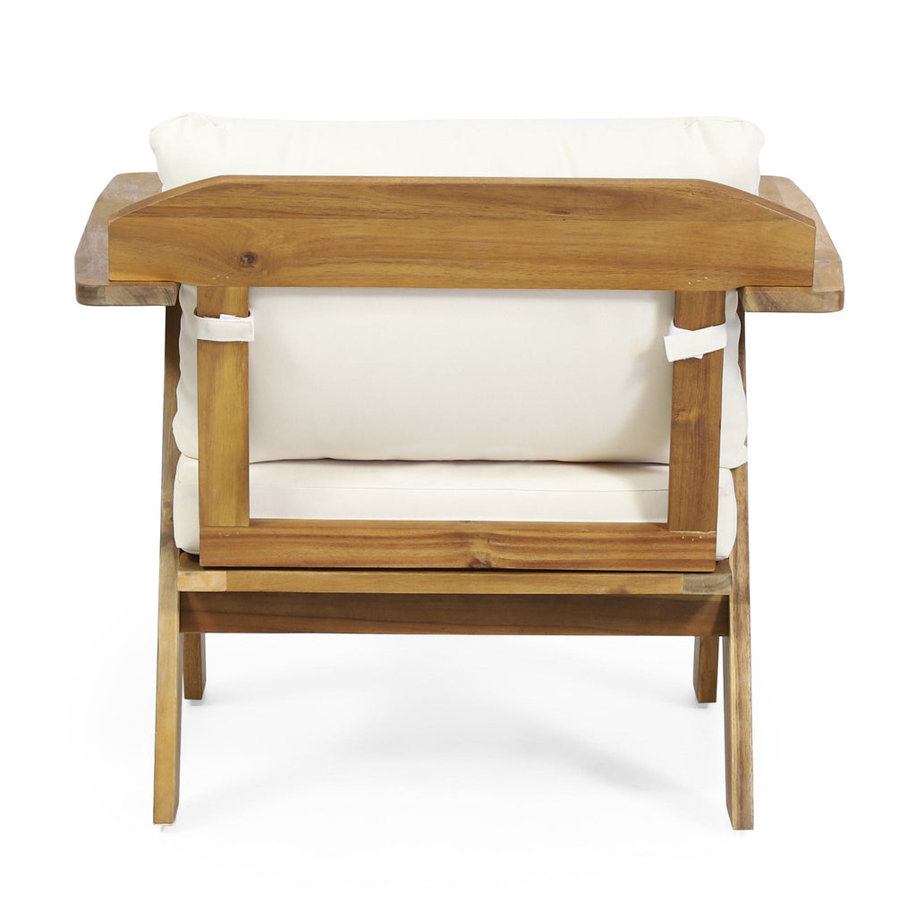 Outdoor Acacia Wood Club Chairs With Cushions (Set of 2) - Teak / Beige, view 13