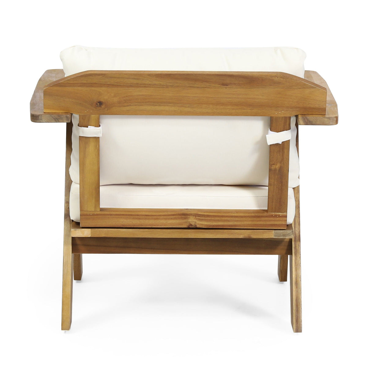 Outdoor Acacia Wood Club Chairs With Cushions (Set of 2) - Teak / Beige, view 13