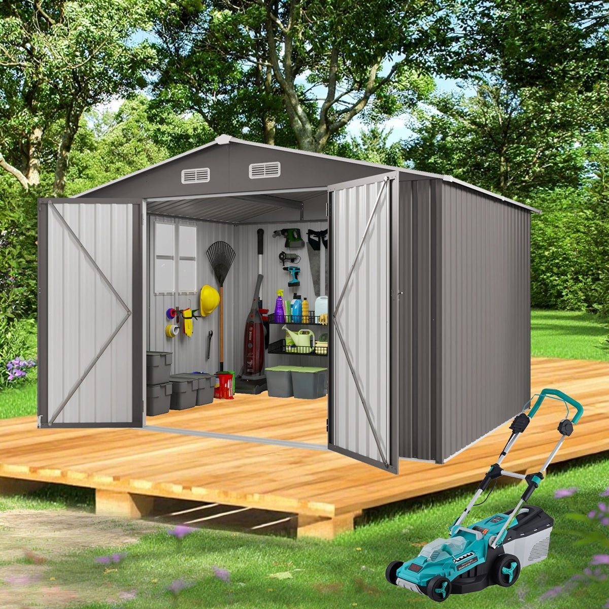 Large Outdoor Storage Shed With Lockable Door, Air Vent, view 8