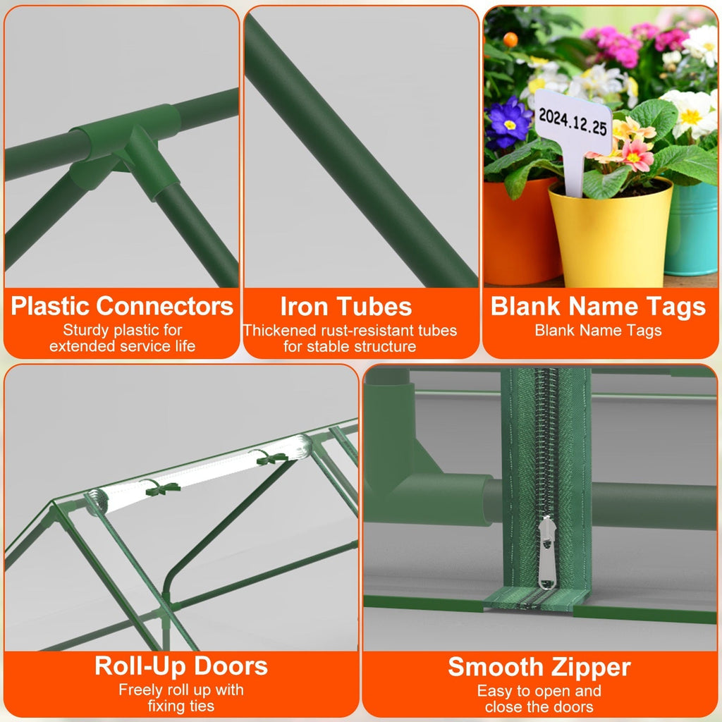 Portable Mini Greenhouse With Roll-Up Zipper Doors Waterproof UV-Resistant PVC Cover Hot House For Indoor, view 7