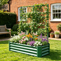 4x2x1FT Raised Garden Bed with Arch Trellis – Olive Green, Tool-Free