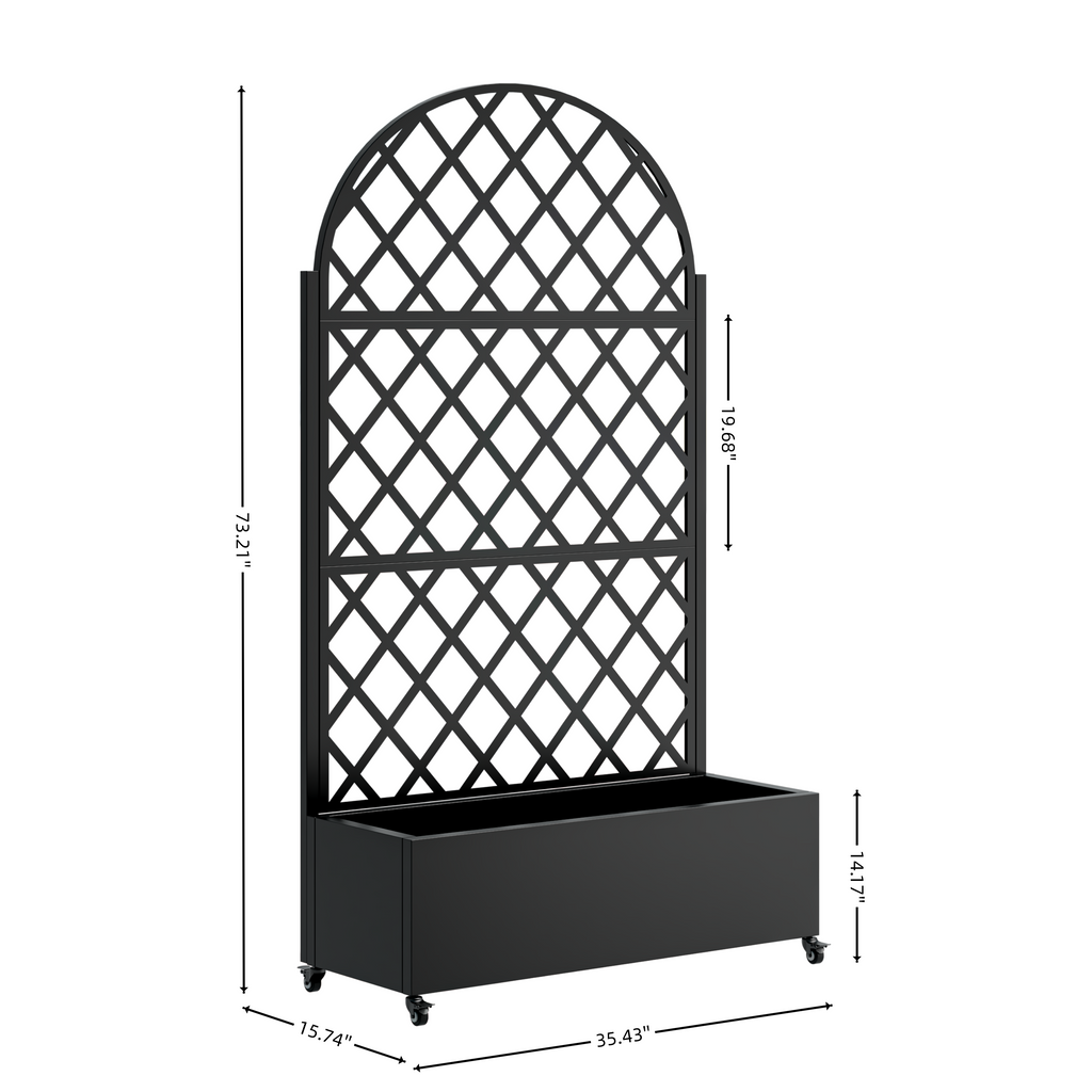 Round Metal Planter Box with Trellis, view 6
