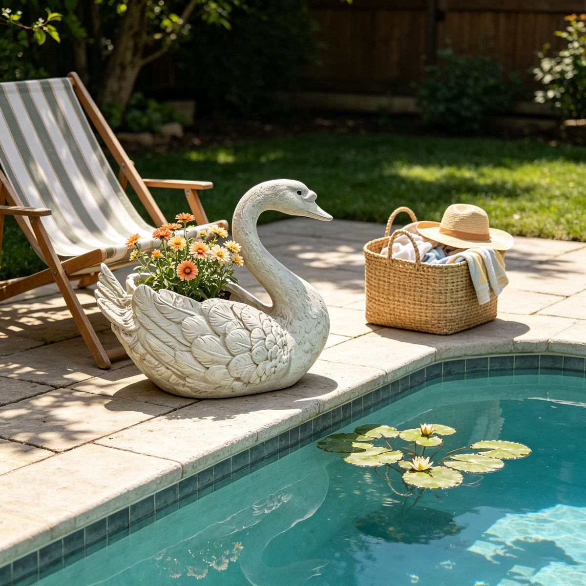 12.6'' Tall Swan Sculpture Planter, view 4