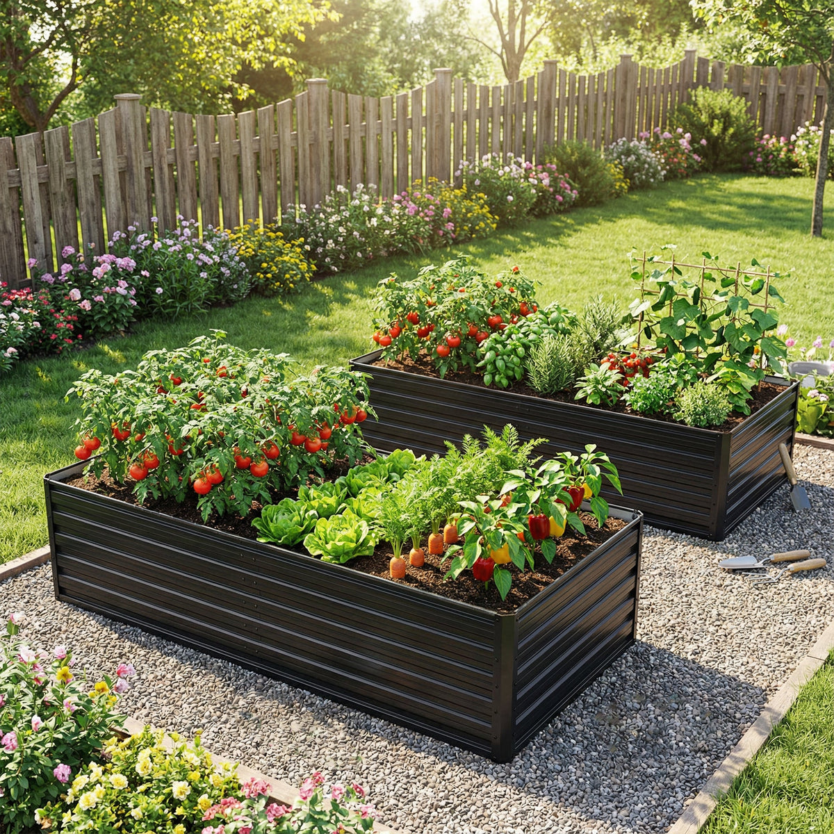 2-Pack 6x3x2 FT Galvanized Metal Raised Garden Beds, view 9