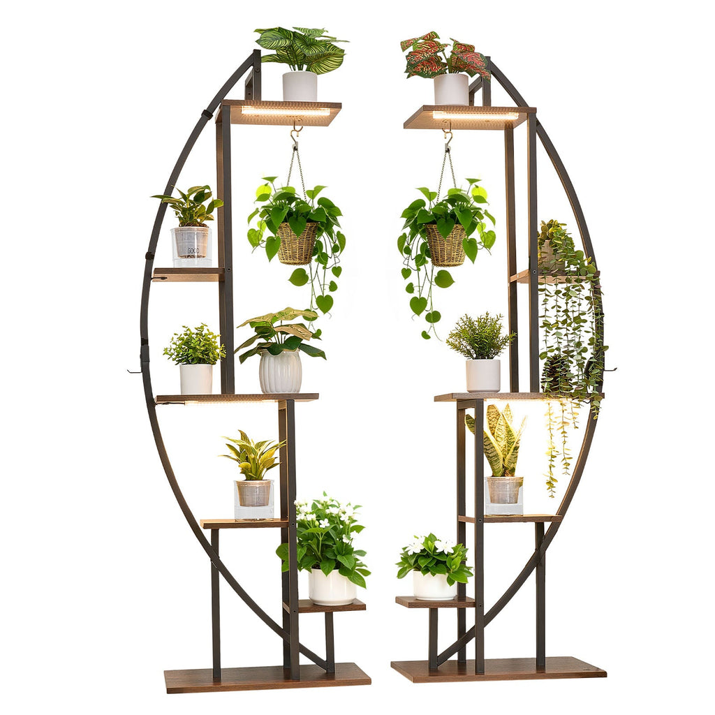 63" 6-tier plant stands with grow lights, 2-pack