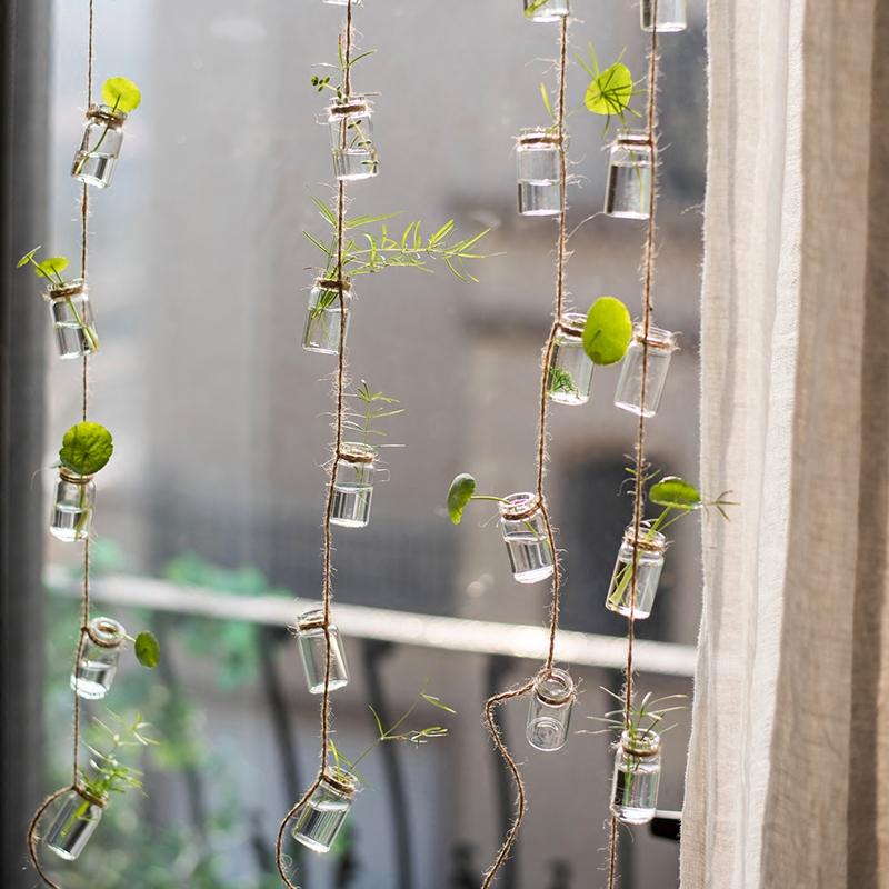 Glass Planter Rope Hanging Small Planter 55" Long (Set of 3), view 2