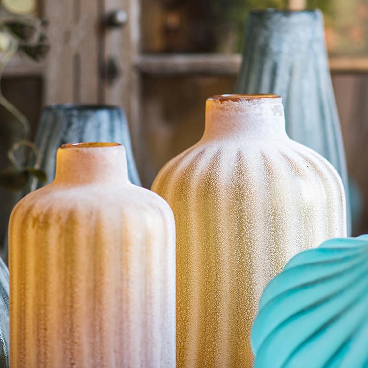 Glass Vase Hand Blown Frosted Art Glass, view 4