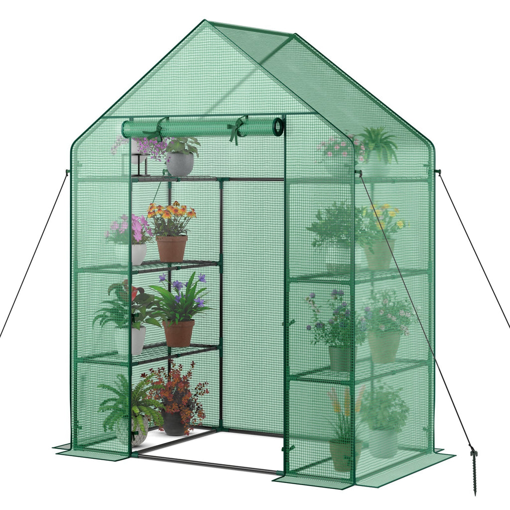 Portable 4 Tier Walk-in Plant Greenhouse with 8 Shelves, view 4