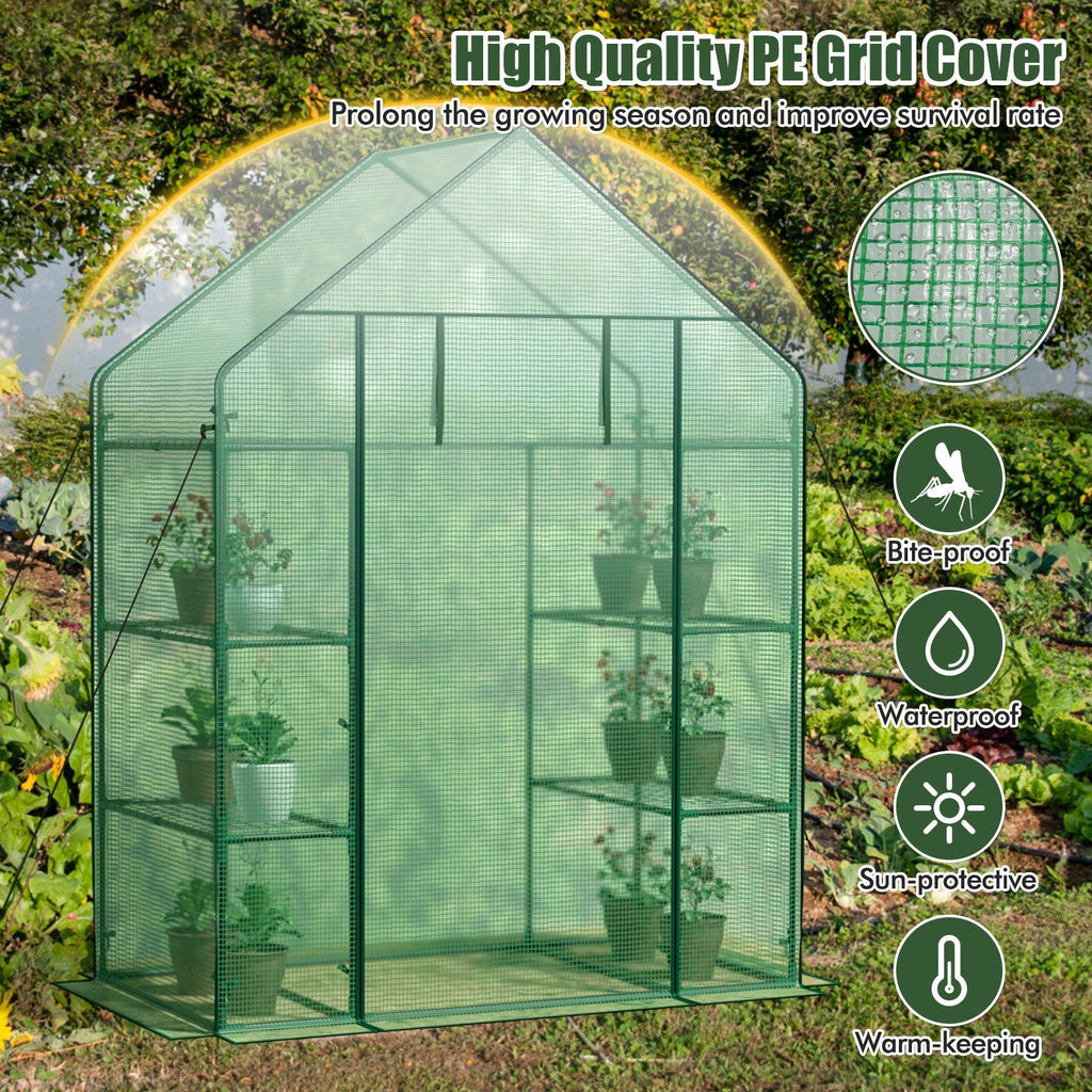 Portable 4 Tier Walk-in Plant Greenhouse with 8 Shelves, view 6