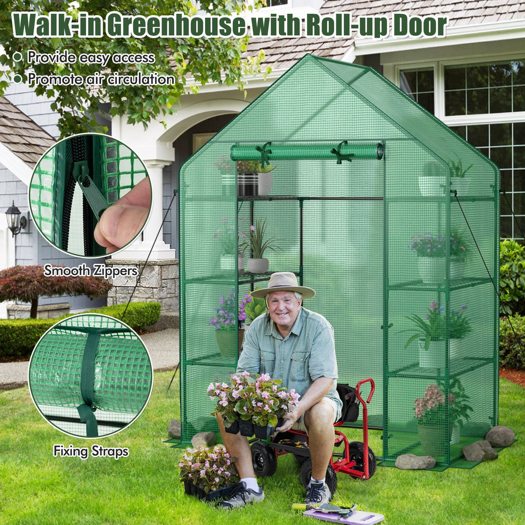 Portable 4 Tier Walk-in Plant Greenhouse with 8 Shelves, view 7