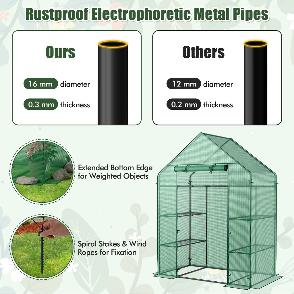 Portable 4 Tier Walk-in Plant Greenhouse with 8 Shelves, view 8