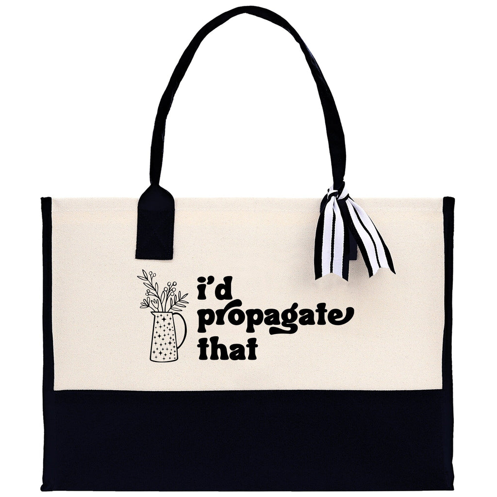 I'd Propagate That Canvas Tote Bag Plant Lovers Gift Plant Lady Tote Bag Gardener Mom Gift Gardening Tote, view 2
