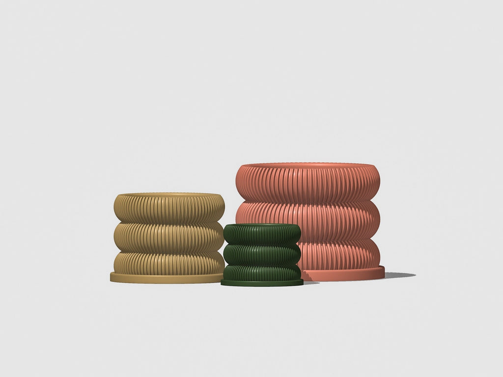 Ribbed Bubble Plant Pot With Drainage and Saucer, view 7