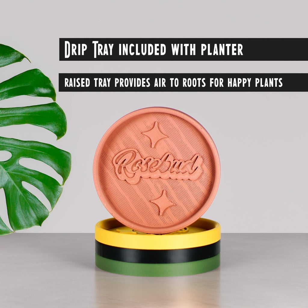 Mid-Century Ribbed Planter with Drainage and Saucer in Multiple Colors, 3D Printed Planter with Unique, view 14