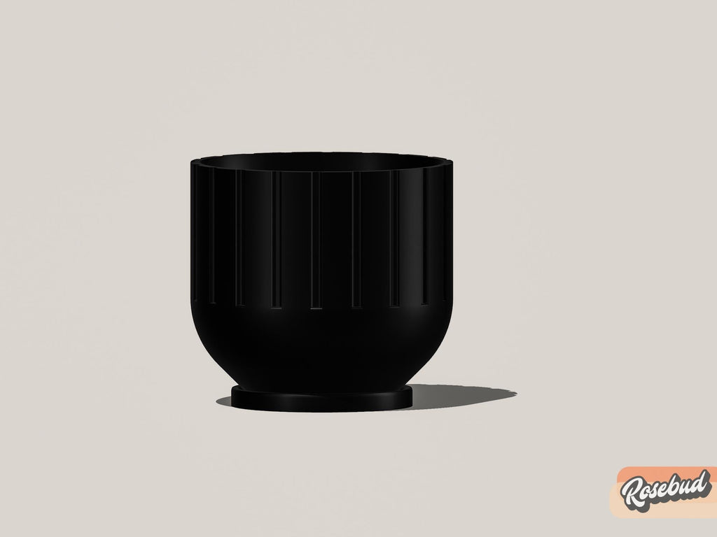Modern Indoor Planter with Drainage – 3D Printed Fluted Plant Pot, Vertical Ribbed Design, Minimalist Decor Accent, Mid-Bubble
