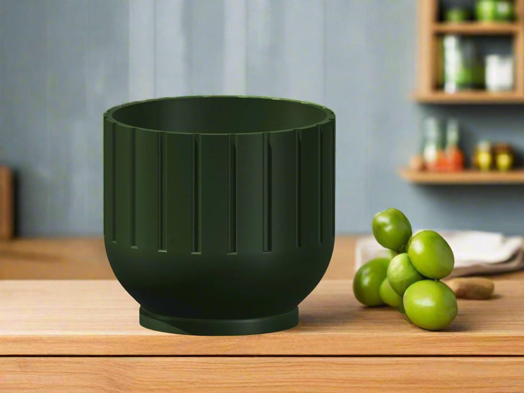 Modern Indoor Planter with Drainage – 3D Printed Fluted Plant Pot, Vertical Ribbed Design, Minimalist, view 2