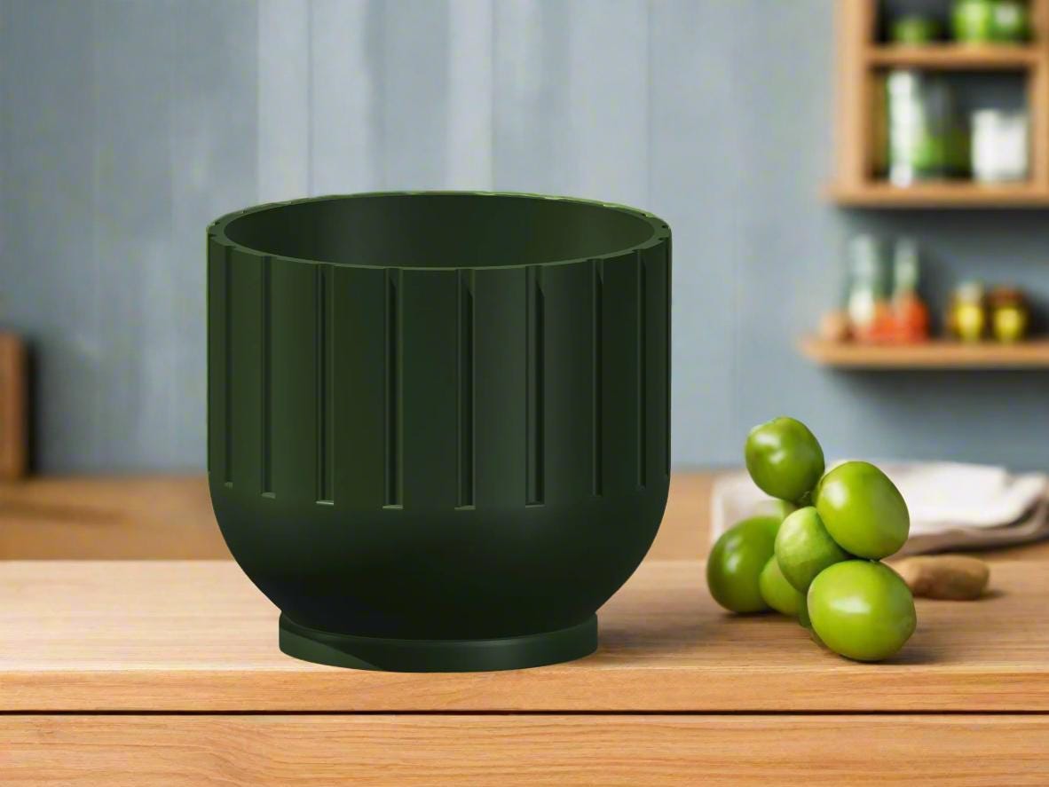 Modern Indoor Planter with Drainage – 3D Printed Fluted Plant Pot, Vertical Ribbed Design, Minimalist, view 2