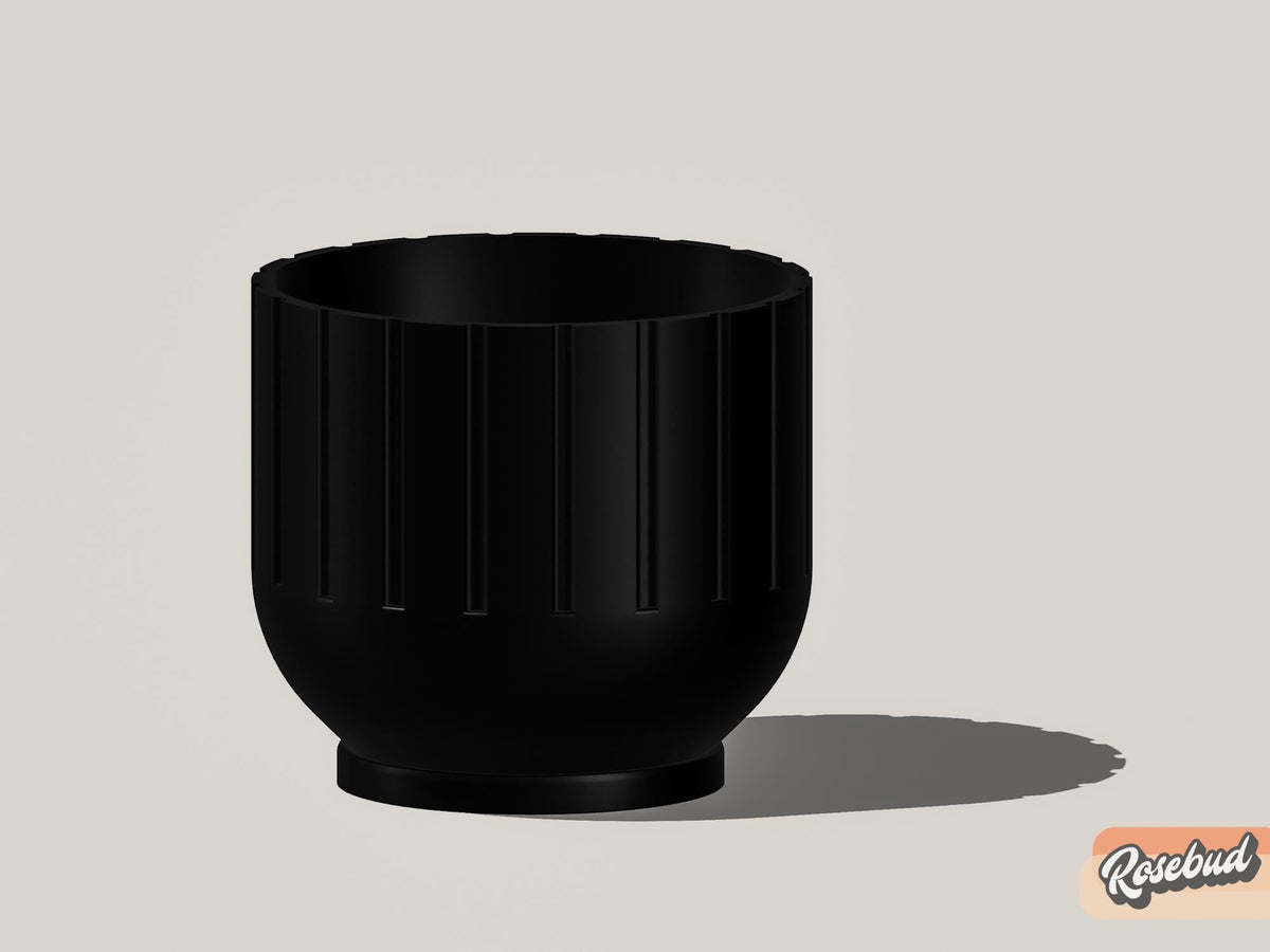 Modern Indoor Planter with Drainage – 3D Printed Fluted Plant Pot, Vertical Ribbed Design, Minimalist, view 4